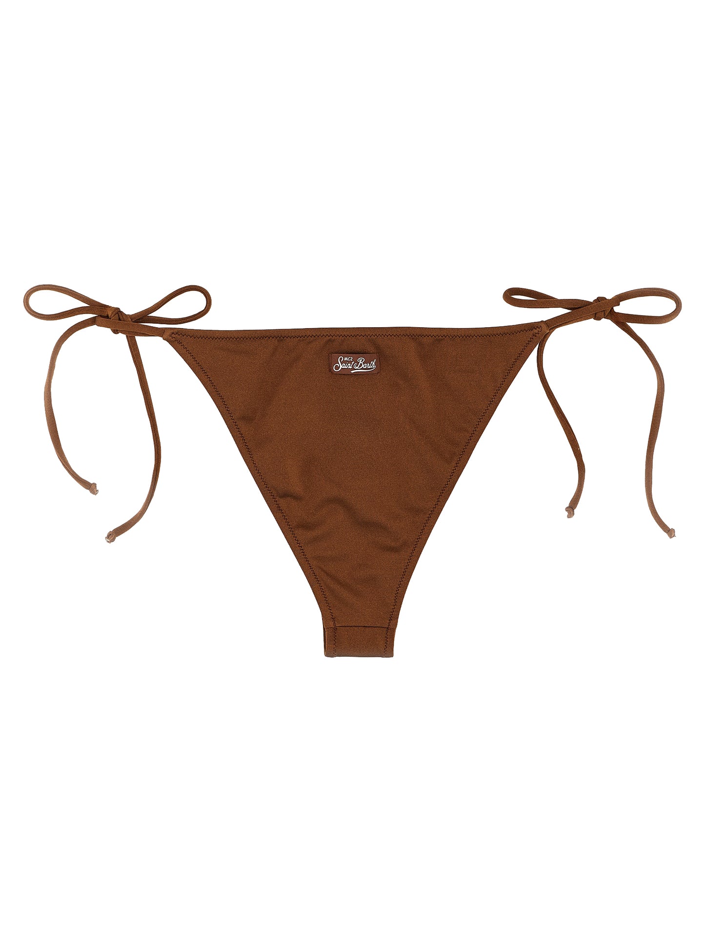 Swim Briefs by MC2 Saint Barth for women in stretch polyester brown & sand features a resort ready silhouette from the Women's Stretch Polyester Swim Briefs collection, showcasing a resort ready finish with a streamlined resort ready fit.