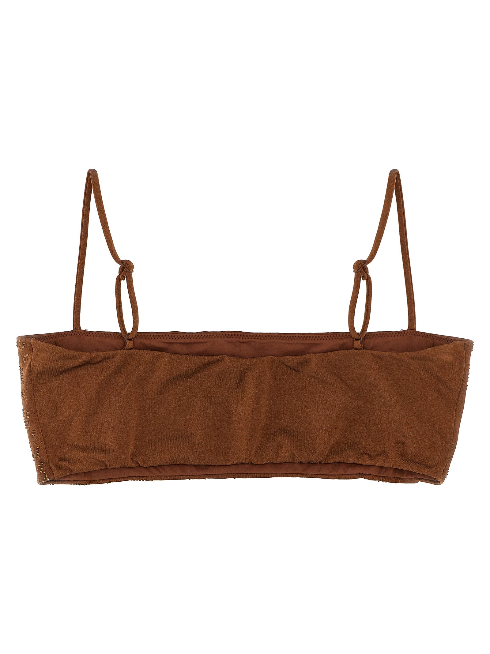 Swimwear Top from MC2 Saint Barth for women in polyester & rhinestones animal, brown & print features an sleek design from the Athena Waves Women's Polyester & Rhinestones Swimwear Top collection, highlighting a resort-ready fit for a sleek look.