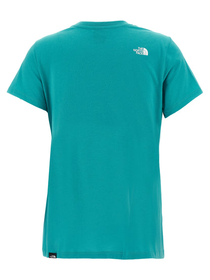 Activewear T-Shirt by The North Face for women in cotton polyester light-blue & print features an ergonomic design with , highlighting a ergonomic length and ergonomic crew neckline for a high-performance look.
