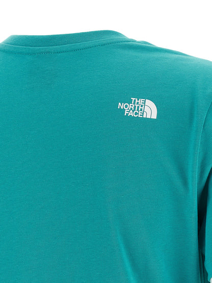 Activewear T-Shirt by The North Face for women in cotton polyester light-blue & print features a dynamic silhouette with and enhanced by functional .