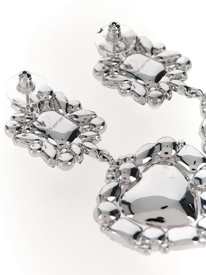 Earrings by Self-Portrait for women in virgin wool pearl & silver presents a curated silhouette, artfully showcasing the curated and refined aesthetic of the Heart Women's Pearls Crystal & Brass Earrings.