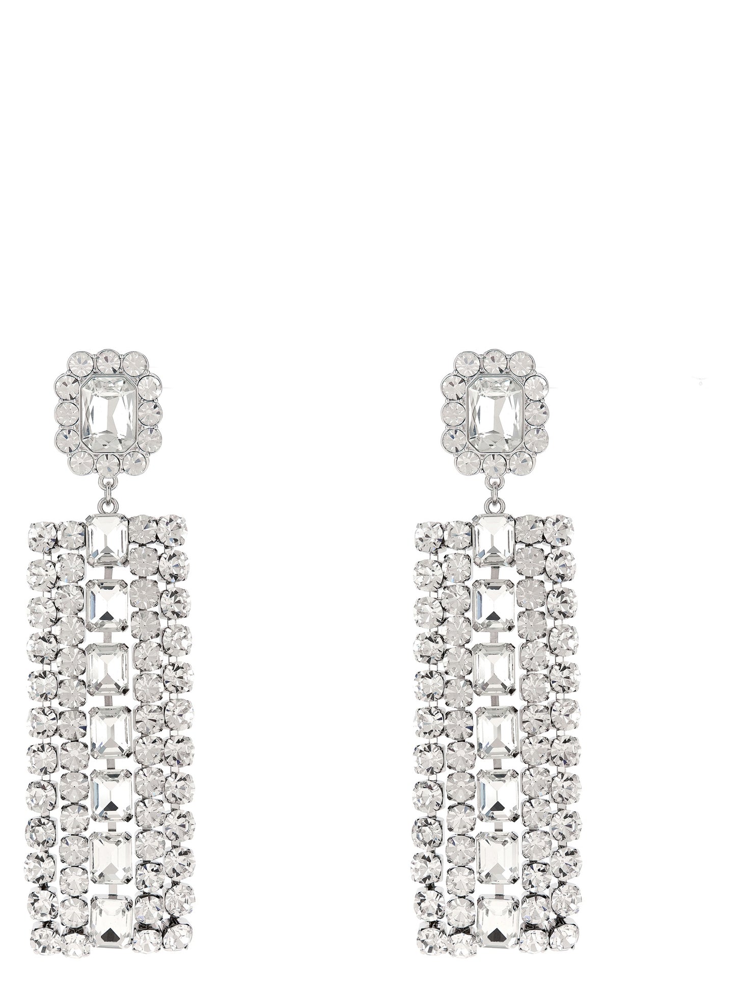 Earrings by Self-Portrait for women in virgin wool silver features an ornate from the Women's Silver Brass Crystal & Cotton Earrings collection, showcasing a ornate finish that embodies sophisticated luxury.