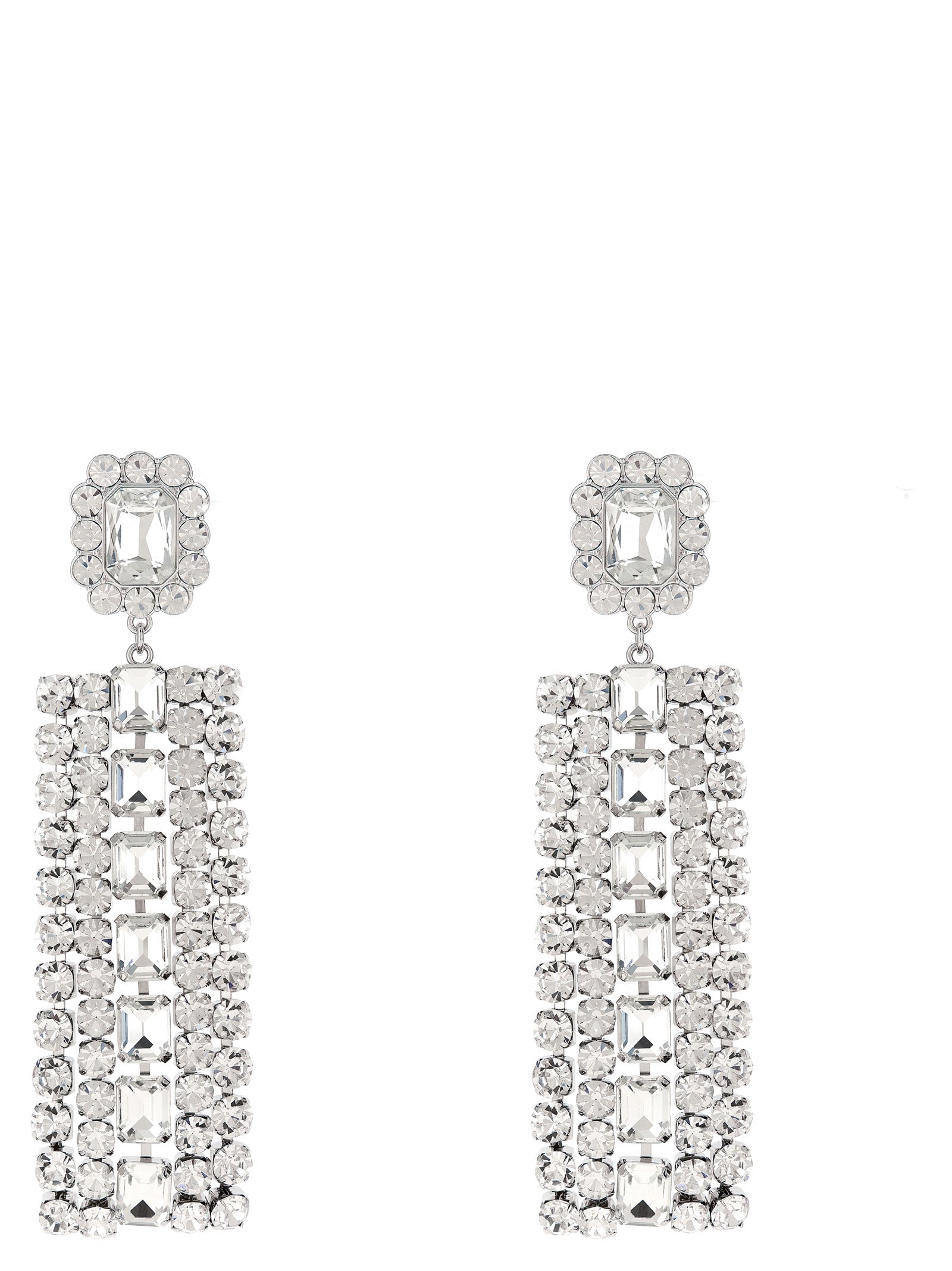 Earrings by Self-Portrait for women in virgin wool silver features an ornate from the Women's Silver Brass Crystal & Cotton Earrings collection, showcasing a ornate finish that embodies sophisticated luxury.