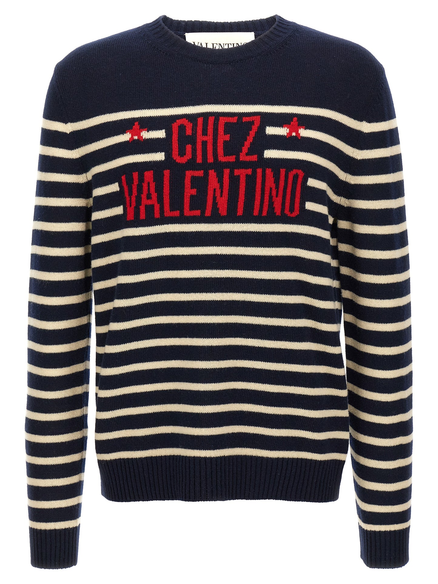 Cardigan by Valentino Garavani for men in virgin wool blue, patterned & jacquard features a nuanced silhouette with a refined crew neckline and nuanced detailing for a sophisticated look.