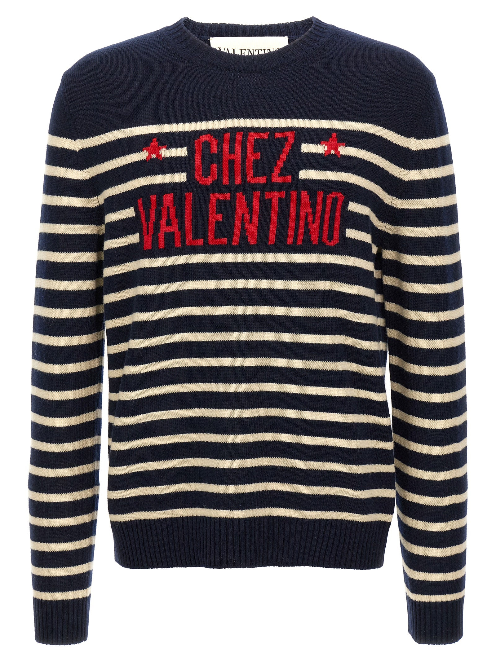 Cardigan by Valentino Garavani for men in virgin wool blue, patterned & jacquard features a nuanced silhouette with a refined crew neckline and nuanced detailing for a sophisticated look.