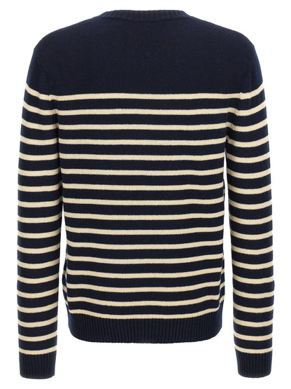 Cardigan by Valentino Garavani for men in virgin wool blue, patterned & jacquard showcases a captivating silhouette, artfully detailed with a captivating and crew neckline for a truly sophisticated captivating look.