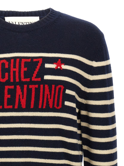 Cardigan by Valentino Garavani for men in virgin wool blue, patterned & jacquard features an impeccable silhouette, showcasing a sophisticated crew neckline and detail for a truly impeccable finish.