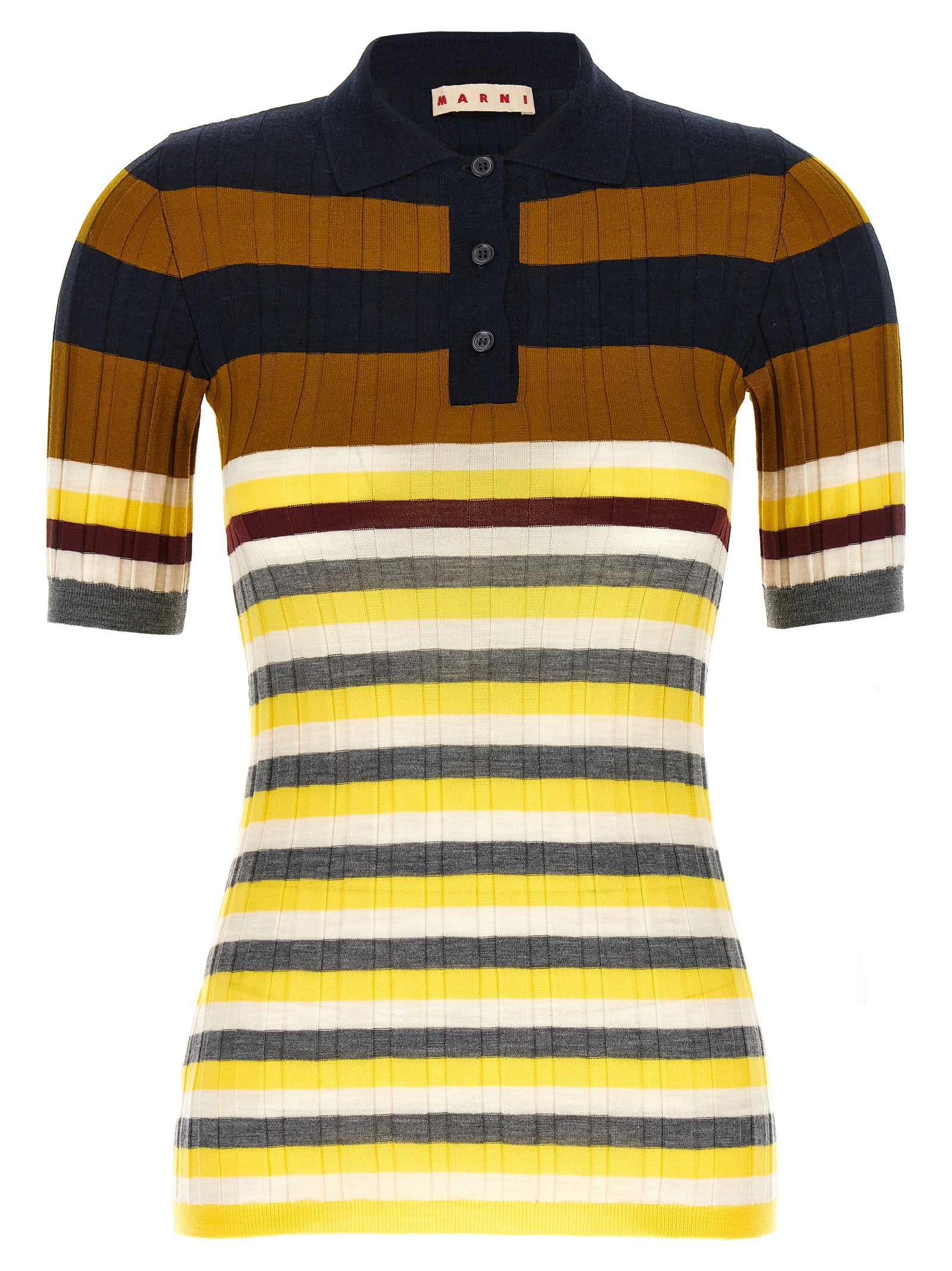 Polo Shirt by Marni for women in virgin wool multicolor, print & striped presents a crisp silhouette, artfully detailed with a crisp short-sleeve and crisp .