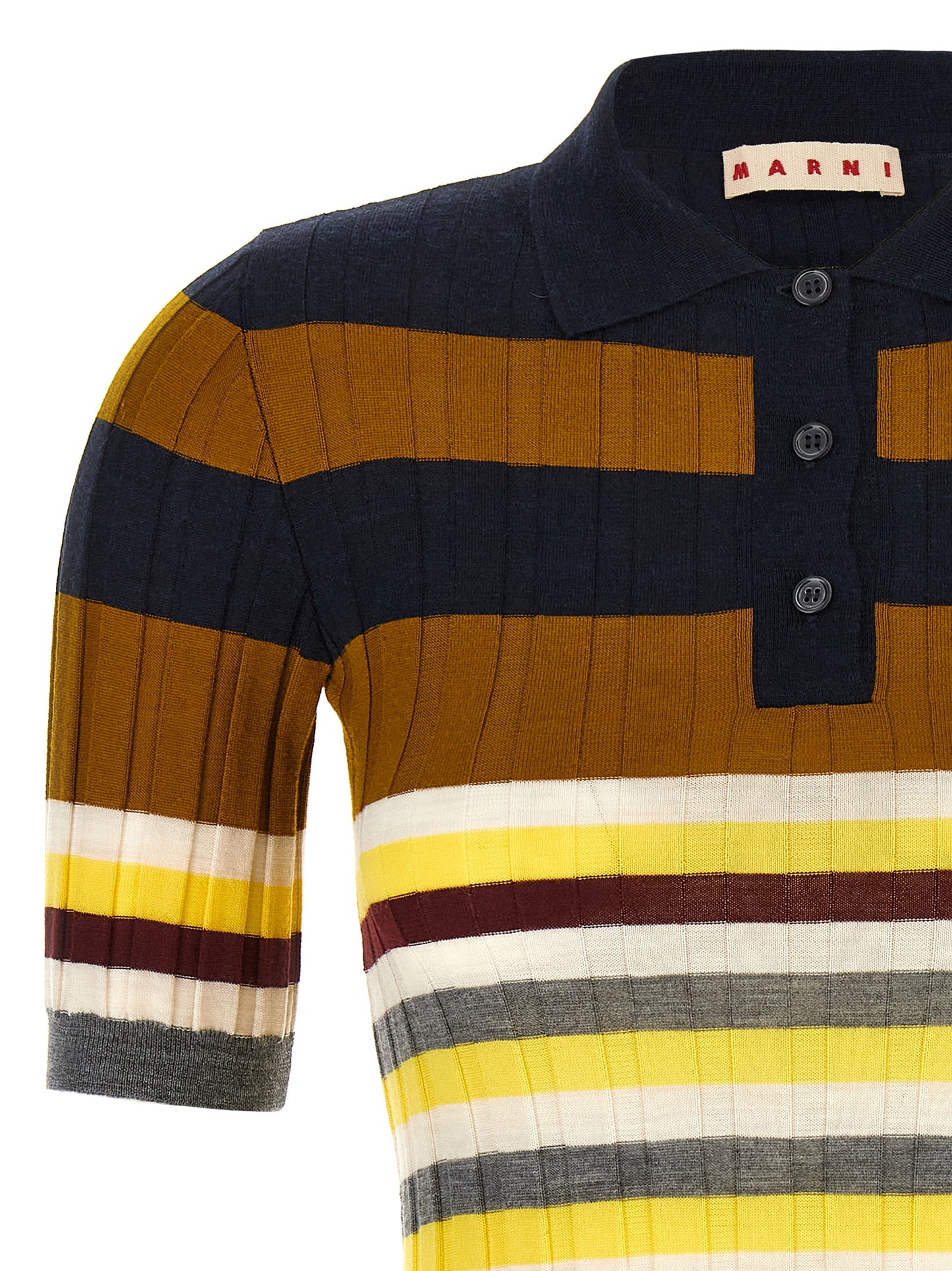 Polo Shirt by Marni for women in virgin wool multicolor, print & striped features a eye catching silhouette, showcasing a refined and for a eye catching finish.