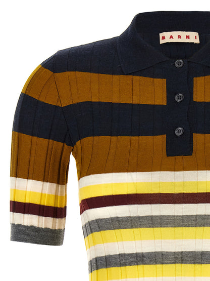 Polo Shirt by Marni for women in virgin wool multicolor, print & striped features a eye catching silhouette, showcasing a refined and for a eye catching finish.