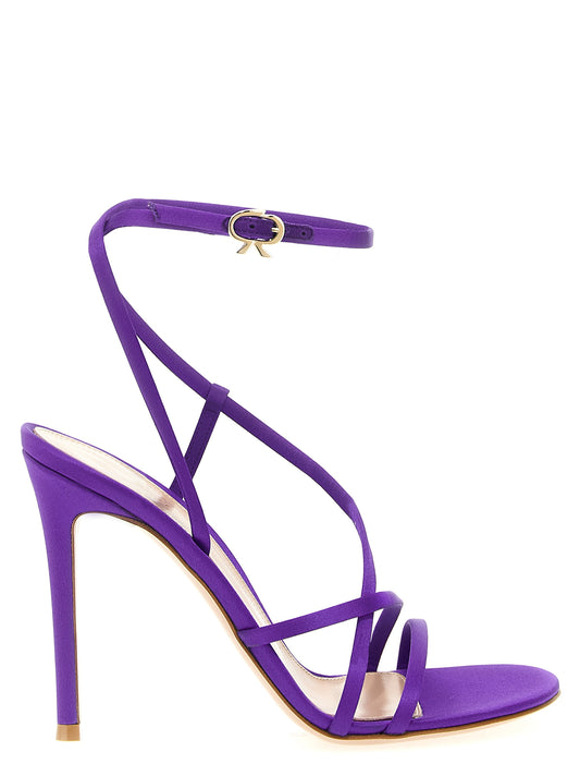 High-Heel Stiletto Ankle Strap Sandals by Gianvito Rossi for women in leather and purple presents a captivating silhouette, showcasing the signature style of the Women's Leather High-Heel Stiletto Ankle Strap Sandals with a captivating stiletto high-heel and captivating .