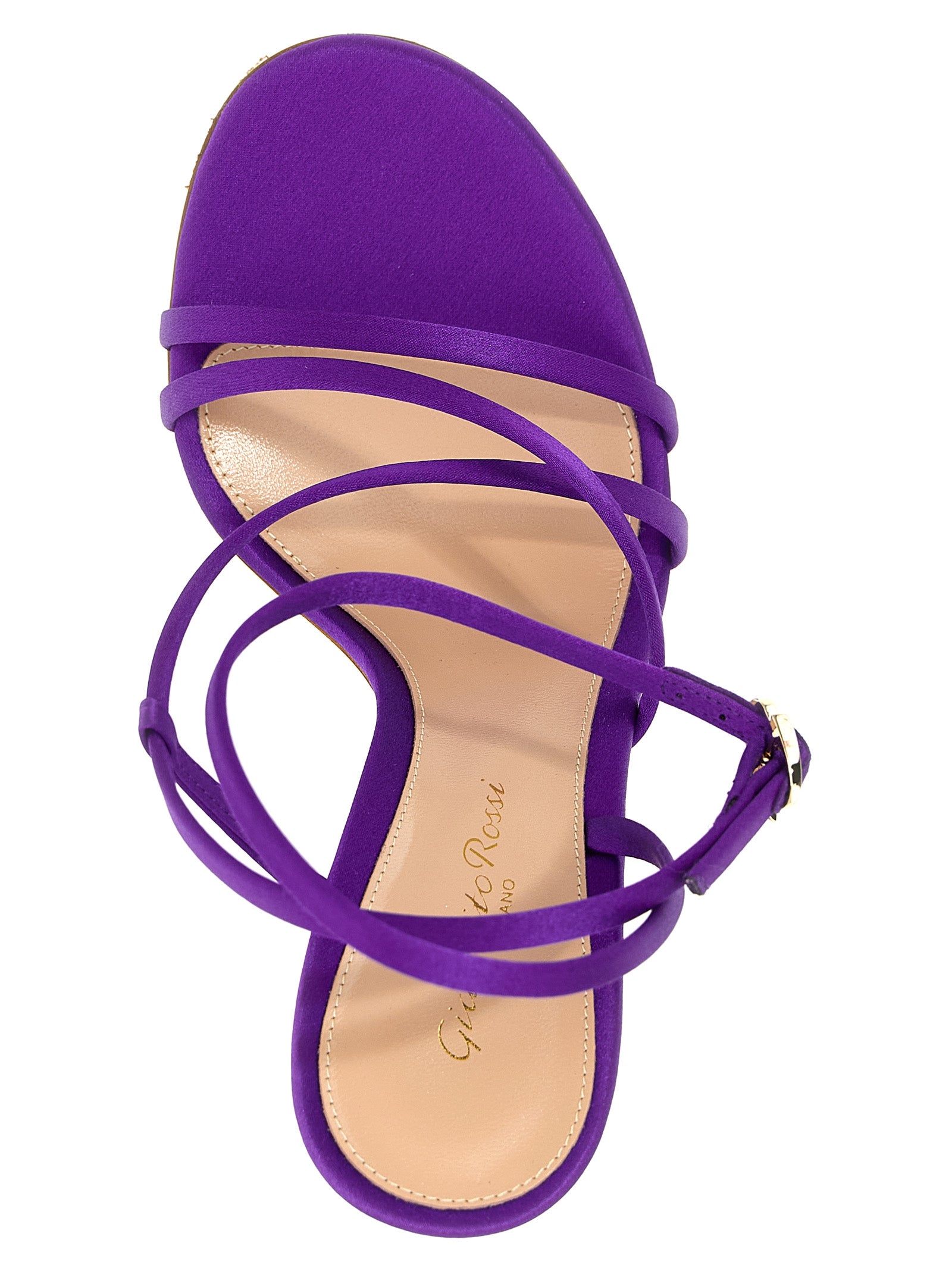 High-Heel Stiletto Ankle Strap Sandals by Gianvito Rossi for women in leather purple features an architectural design from the Women's Leather High-Heel Stiletto Ankle Strap Sandals collection, defined by a architectural stiletto high-heel and for a architectural finish.