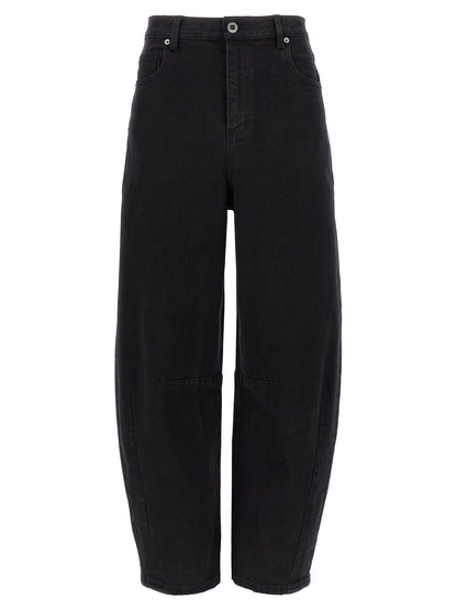 Jeans by Self-Portrait for women in stretch denim cotton black features an refined tailoring silhouette, showcasing a premium with a high rise and long cut for a refined tailoring look.