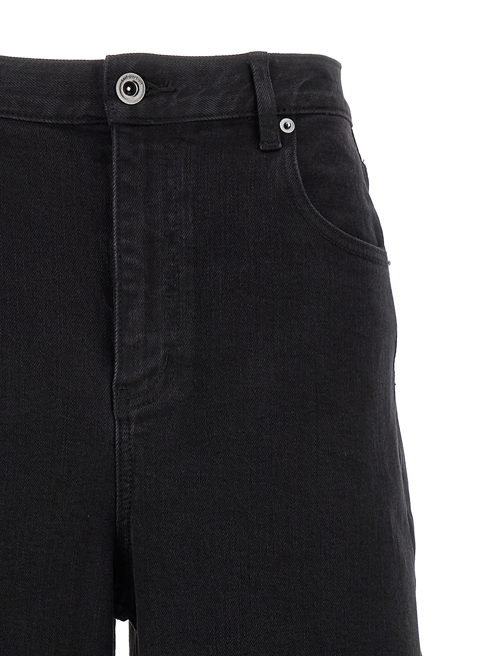 Jeans by Self-Portrait for women in stretch denim cotton black features an sophisticated high rise and with a precise long, creating a sophisticated and sophisticated silhouette.