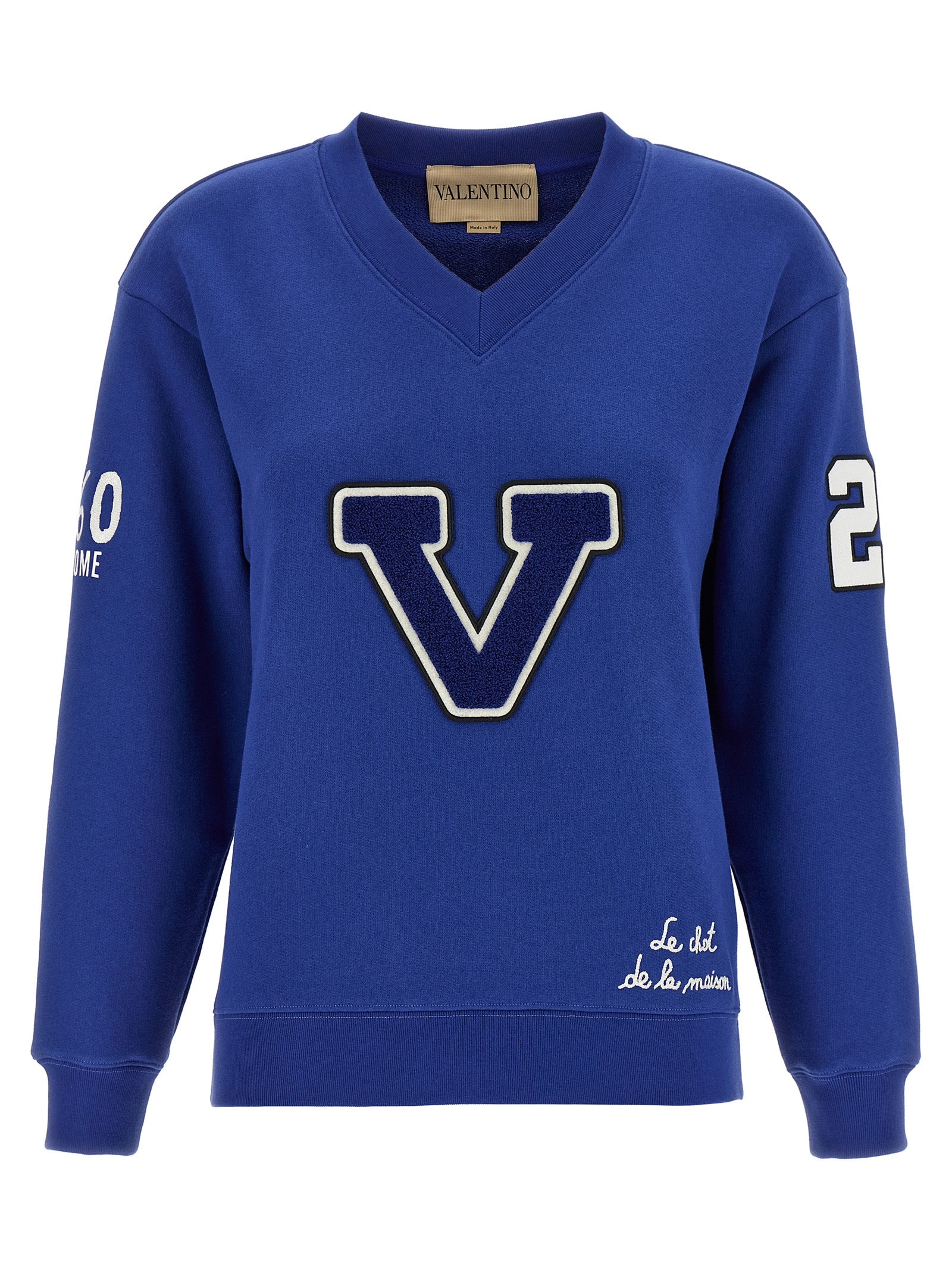 Activewear Sweatshirt by Valentino Garavani for women in cotton blue & patterned features an streamlined silhouette, showcasing the streamlined v-neck neckline and with functional for a premium, athletic look.