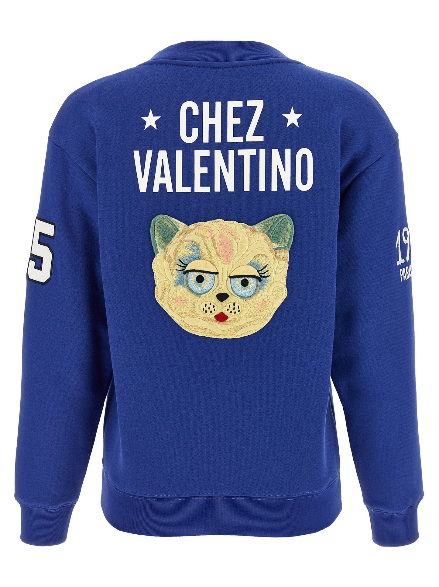 Activewear Sweatshirt by Valentino Garavani for women in cotton blue & patterned presents a dynamic silhouette, featuring a dynamic v-neck neckline and detailed with functional .