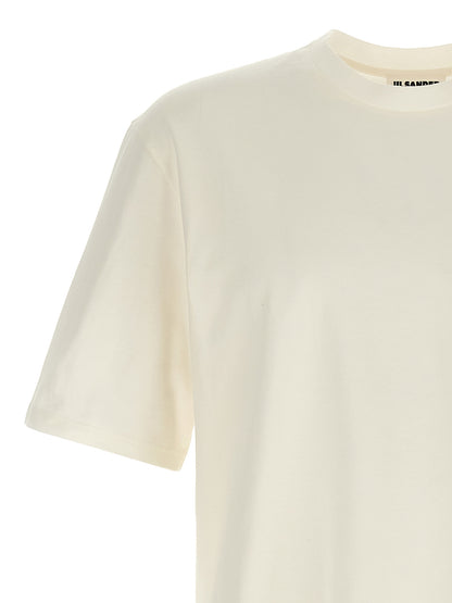 T-Shirt by Jil Sander for men in cotton white & print features an on trend silhouette, perfectly showcasing a on trend and crew neckline for an elevated aesthetic.