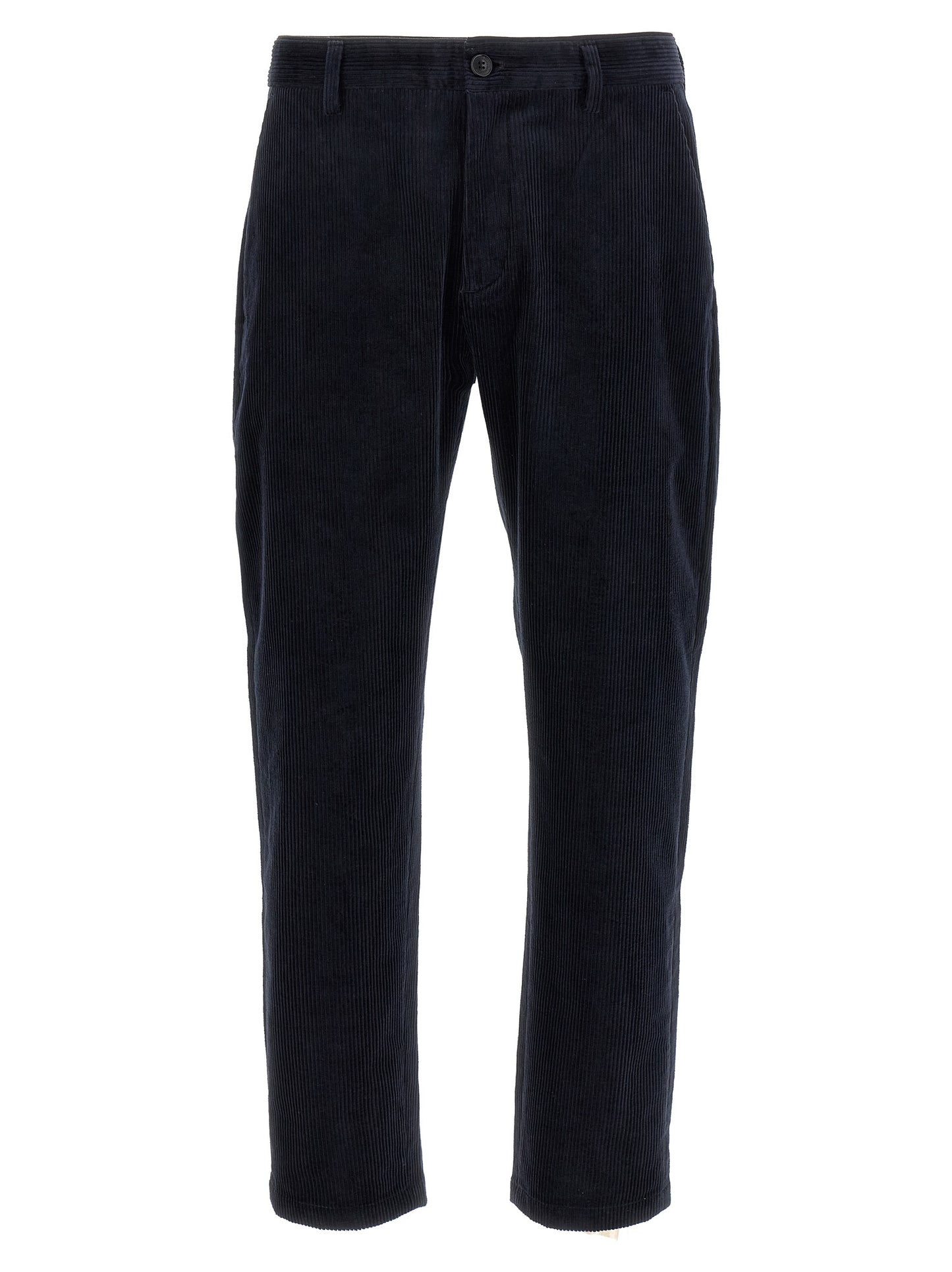 Chinos Pants by Department 5 for men in stretch cotton corduroy blue features an utilitarian-chic silhouette, showcasing a utilitarian-chic cropped with a cropped cut and for a refined look.