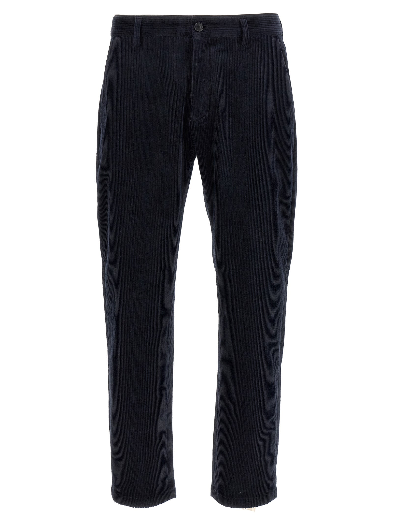 Chinos Pants by Department 5 for men in stretch cotton corduroy blue features an utilitarian-chic silhouette, showcasing a utilitarian-chic cropped with a cropped cut and for a refined look.