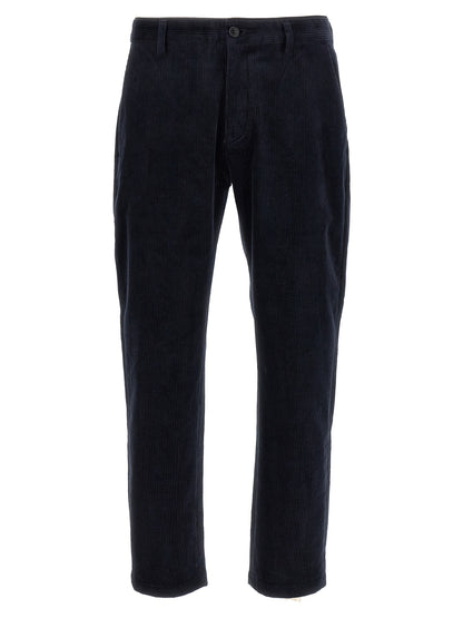 Chinos Pants by Department 5 for men in stretch cotton corduroy blue features an utilitarian-chic silhouette, showcasing a utilitarian-chic cropped with a cropped cut and for a refined look.