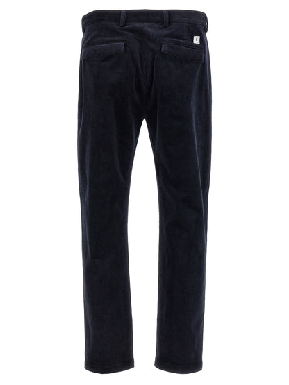 Chinos Pants by Department 5 for men in stretch cotton corduroy blue presents a sartorial luxe silhouette, showcasing a sophisticated cropped with a cropped and for a premium, sartorial luxe finish.