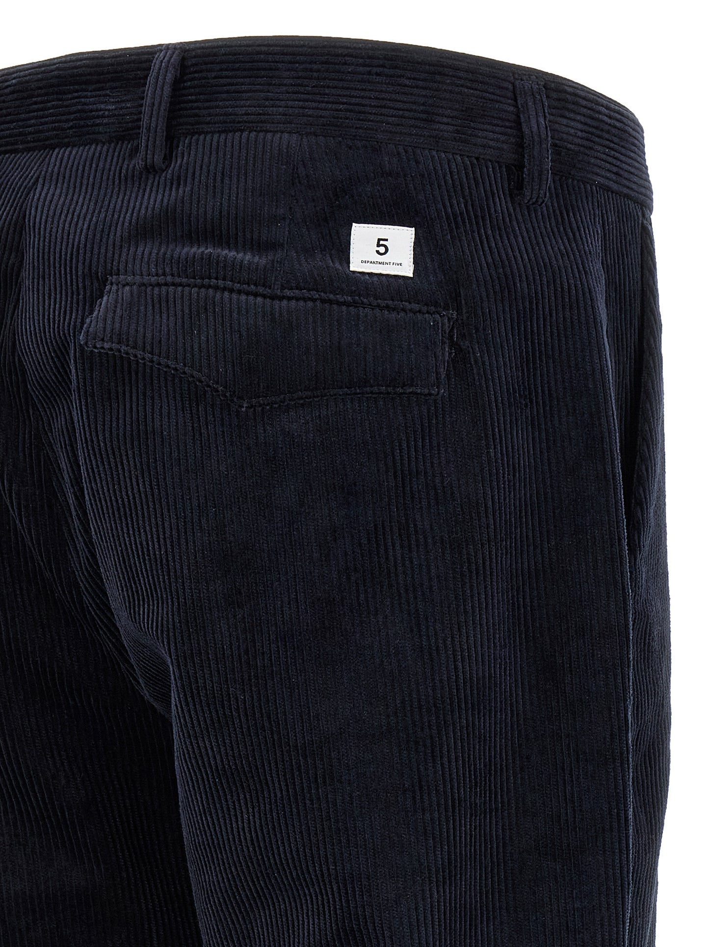 Chinos Pants by Department 5 for men in stretch cotton corduroy blue features an sharp cropped and cropped with a , highlighting a sharp silhouette for a sophisticated look.