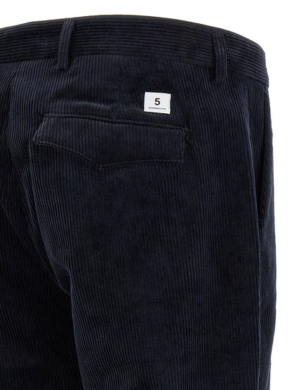 Chinos Pants by Department 5 for men in stretch cotton corduroy blue features an sharp cropped and cropped with a , highlighting a sharp silhouette for a sophisticated look.
