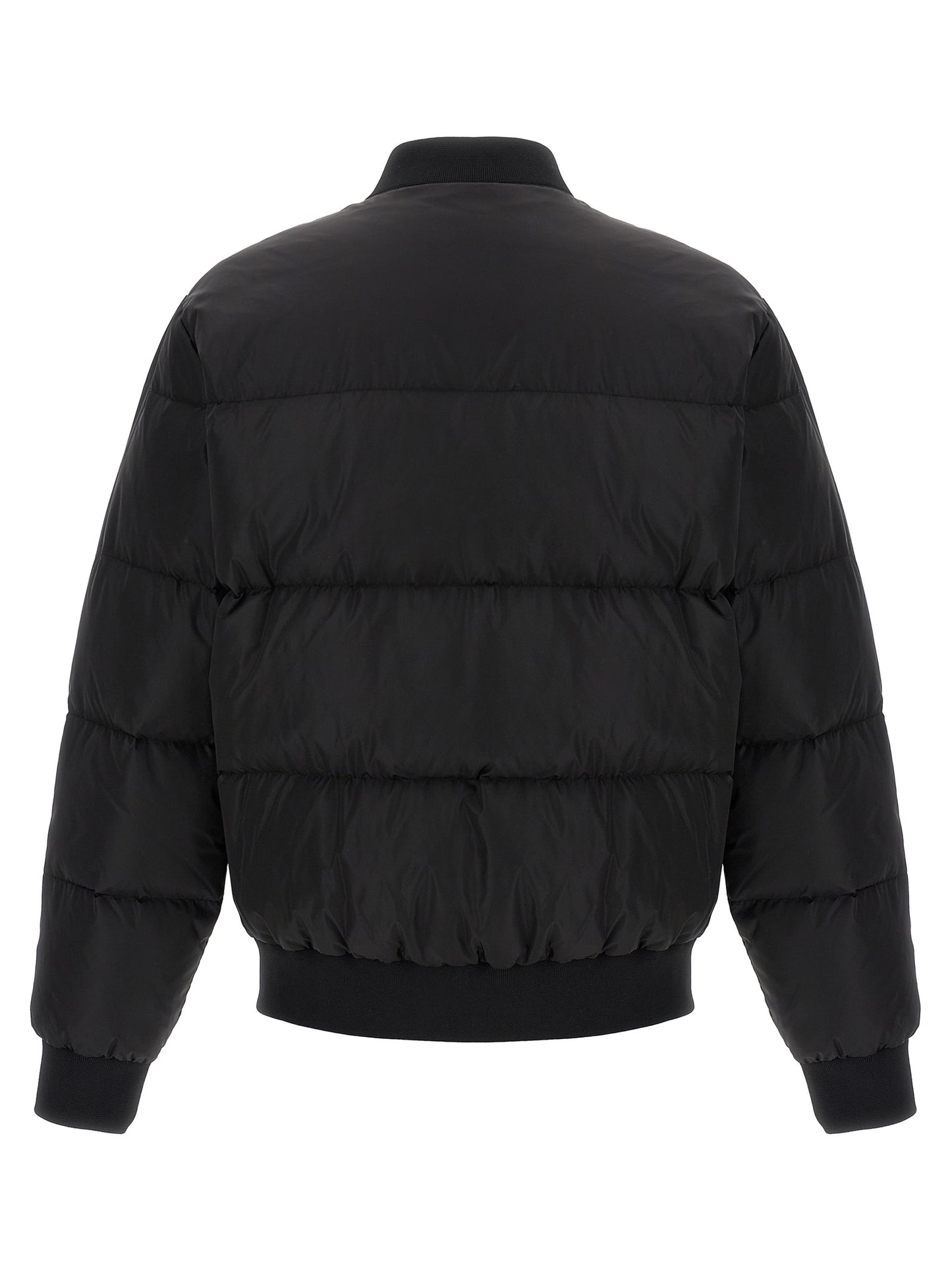 This Bomber Jacket by Dsquared² for men in polyamide black & print exhibits a edgy silhouette, meticulously detailed with functional insulated and a edgy for a edgy finish.