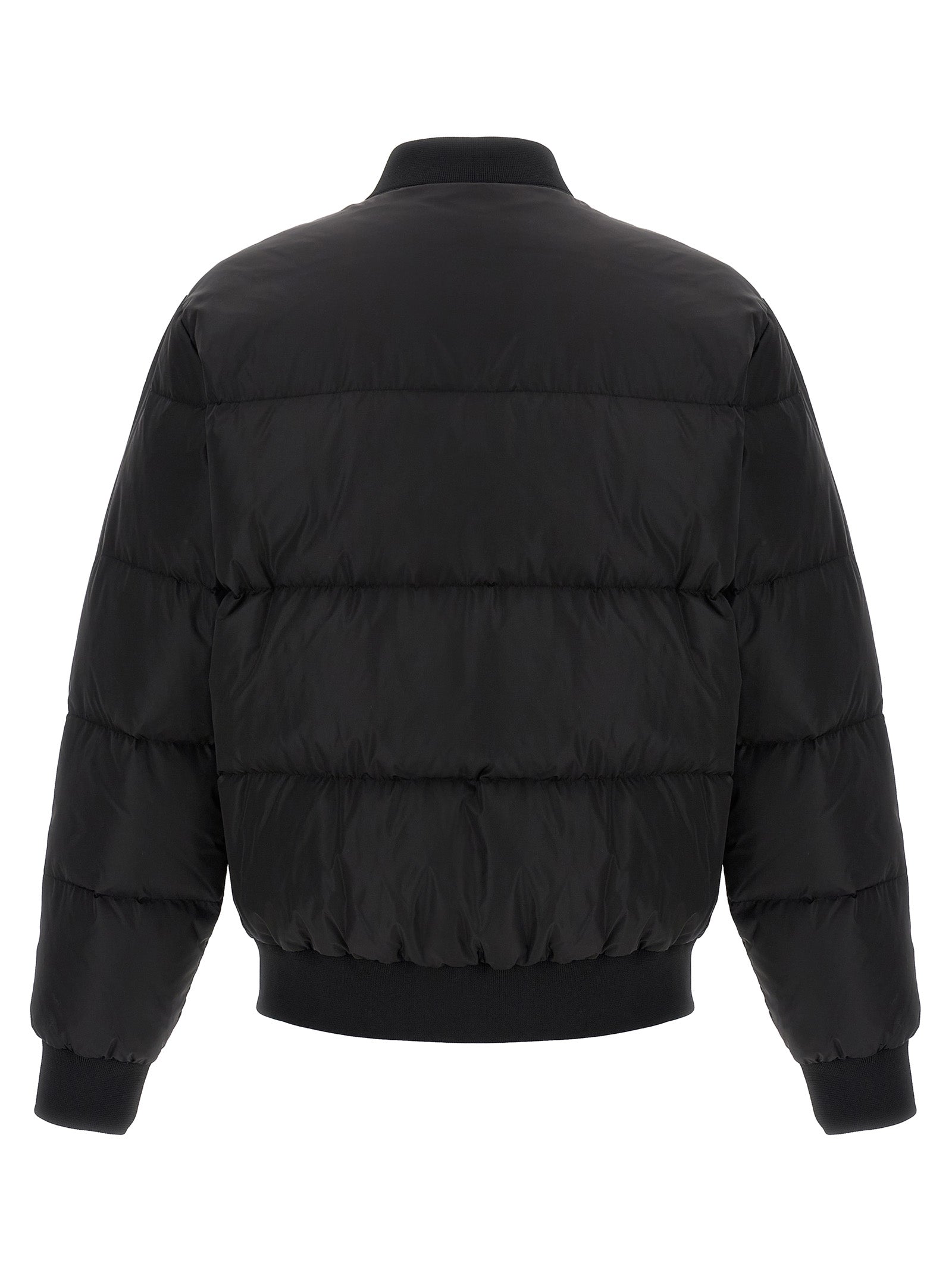 This Bomber Jacket by Dsquared² for men in polyamide black & print exhibits a edgy silhouette, meticulously detailed with functional insulated and a edgy for a edgy finish.