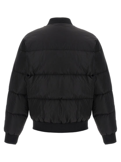 This Bomber Jacket by Dsquared² for men in polyamide black & print exhibits a edgy silhouette, meticulously detailed with functional insulated and a edgy for a edgy finish.