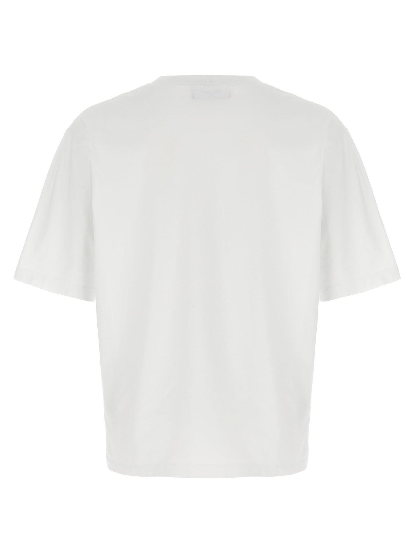 T-Shirt by Dsquared² for men in cotton white & print showcases a chic silhouette, artfully detailed with a chic crew neckline and for a chic finish.