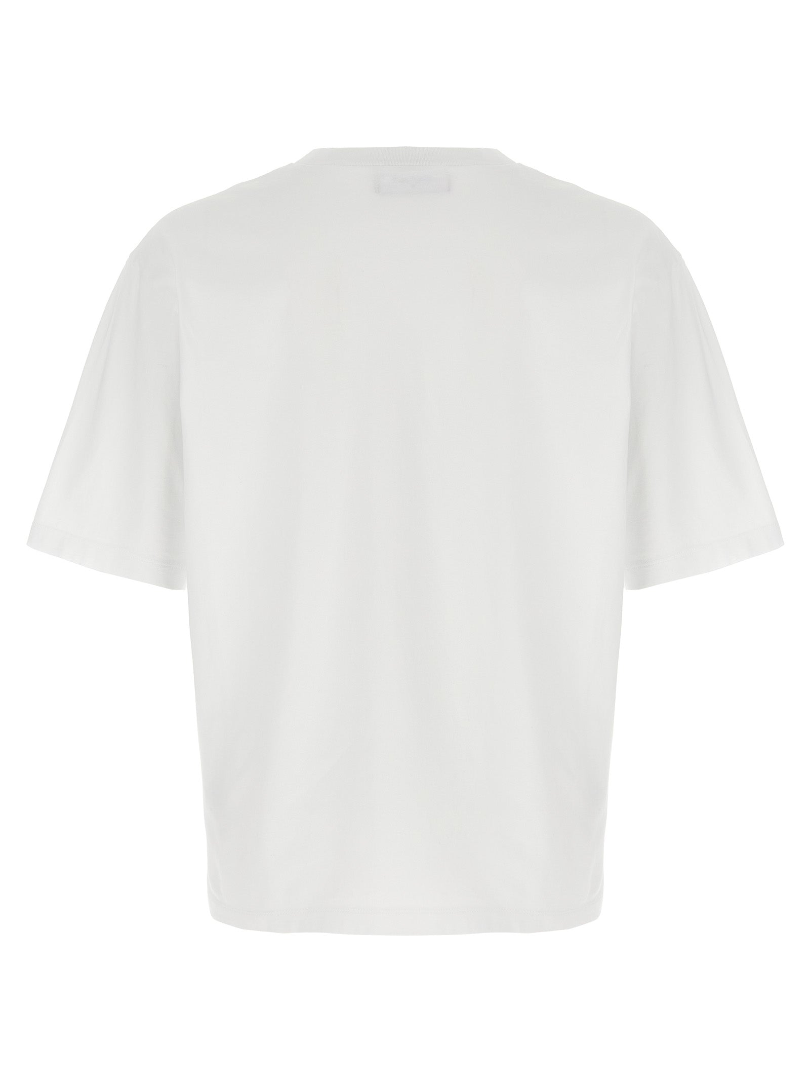 T-Shirt by Dsquared² for men in cotton white & print showcases a chic silhouette, artfully detailed with a chic crew neckline and for a chic finish.