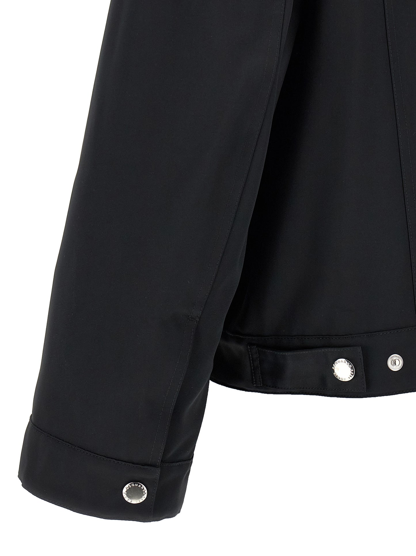 Overcoat by Dsquared² for men in polyester black showcases a architectural silhouette, artfully detailed with a distinctive and functional pockets for a architectural finish.