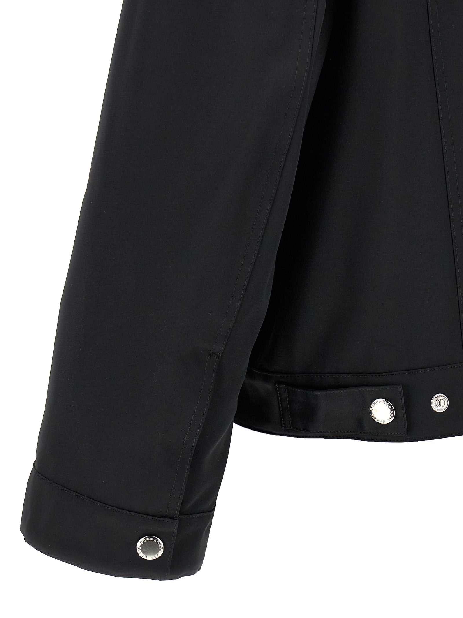 Overcoat by Dsquared² for men in polyester black showcases a architectural silhouette, artfully detailed with a distinctive and functional pockets for a architectural finish.