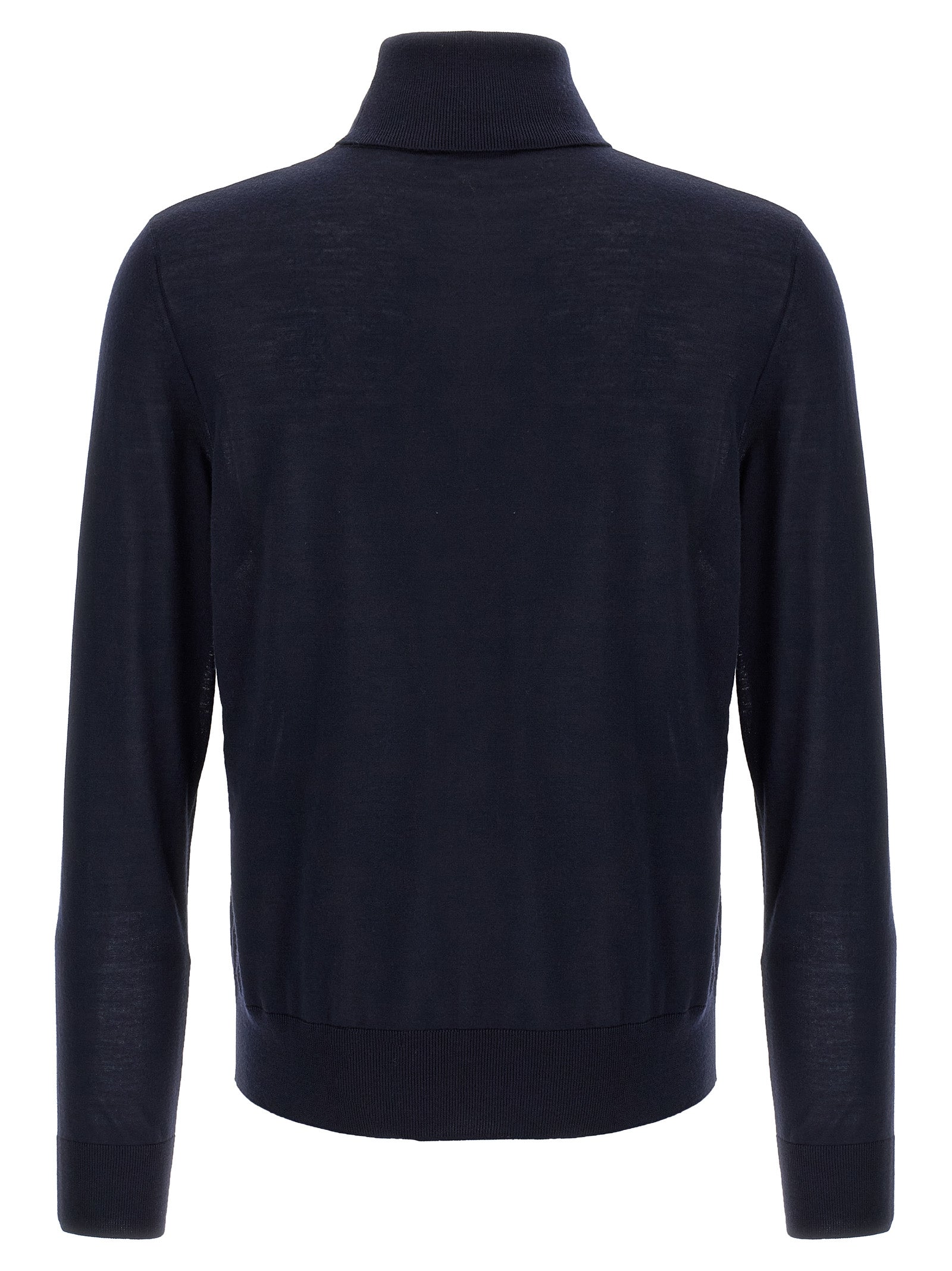 Cardigan by Dsquared² for men in virgin wool blue presents a textural silhouette, artfully finished with a textural turtle neckline and for a sophisticated, textural look.