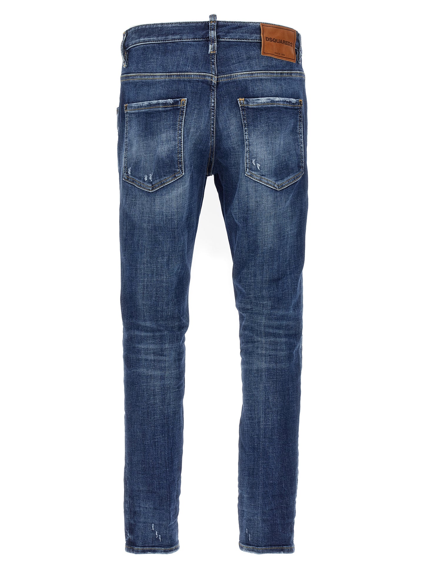 Jeans by Dsquared² for men in stretch polyester denim cotton blue presents a refined pantology silhouette, artfully defined by a refined pantology skinny, long, and a sophisticated .