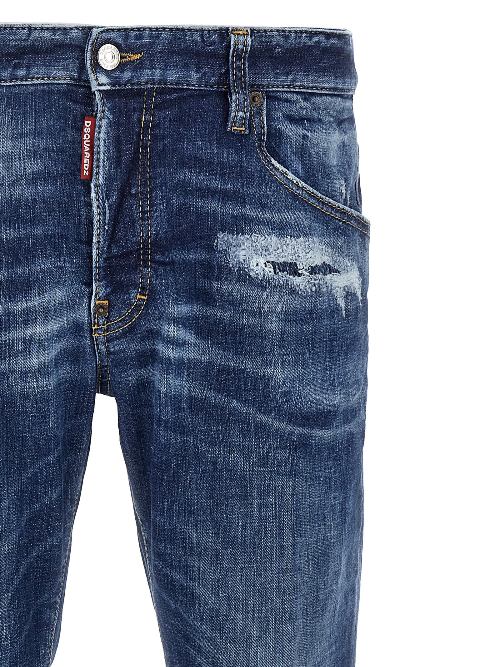 Jeans by Dsquared² for men in stretch polyester denim cotton blue features a refined silhouette with a refined skinny, defined by a and a refined long for a refined finish.