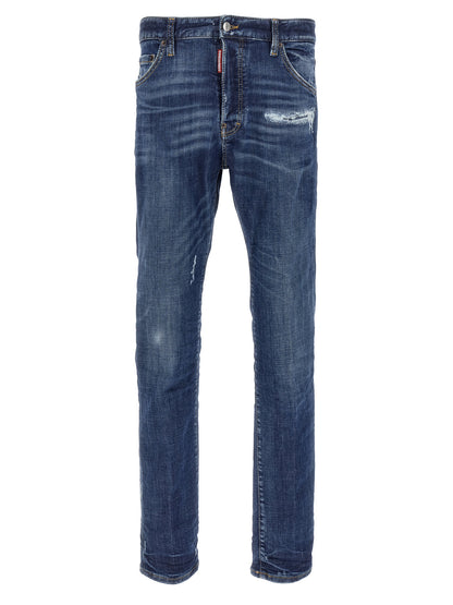 Jeans by Dsquared² for men in stretch polyester denim cotton blue features a refined silhouette with a refined slim, defined by a and a refined long for a refined finish.