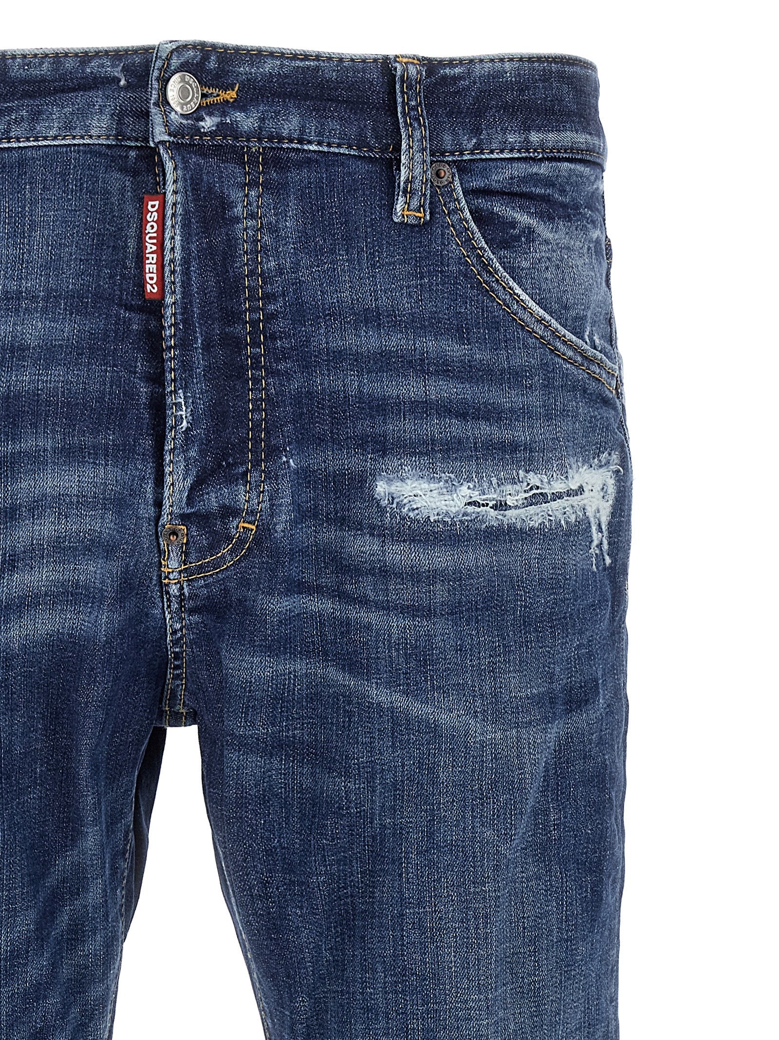 Jeans by Dsquared² for men in stretch polyester denim cotton blue features an refined tailoring silhouette, showcasing a premium slim with a and long cut for a refined tailoring look.
