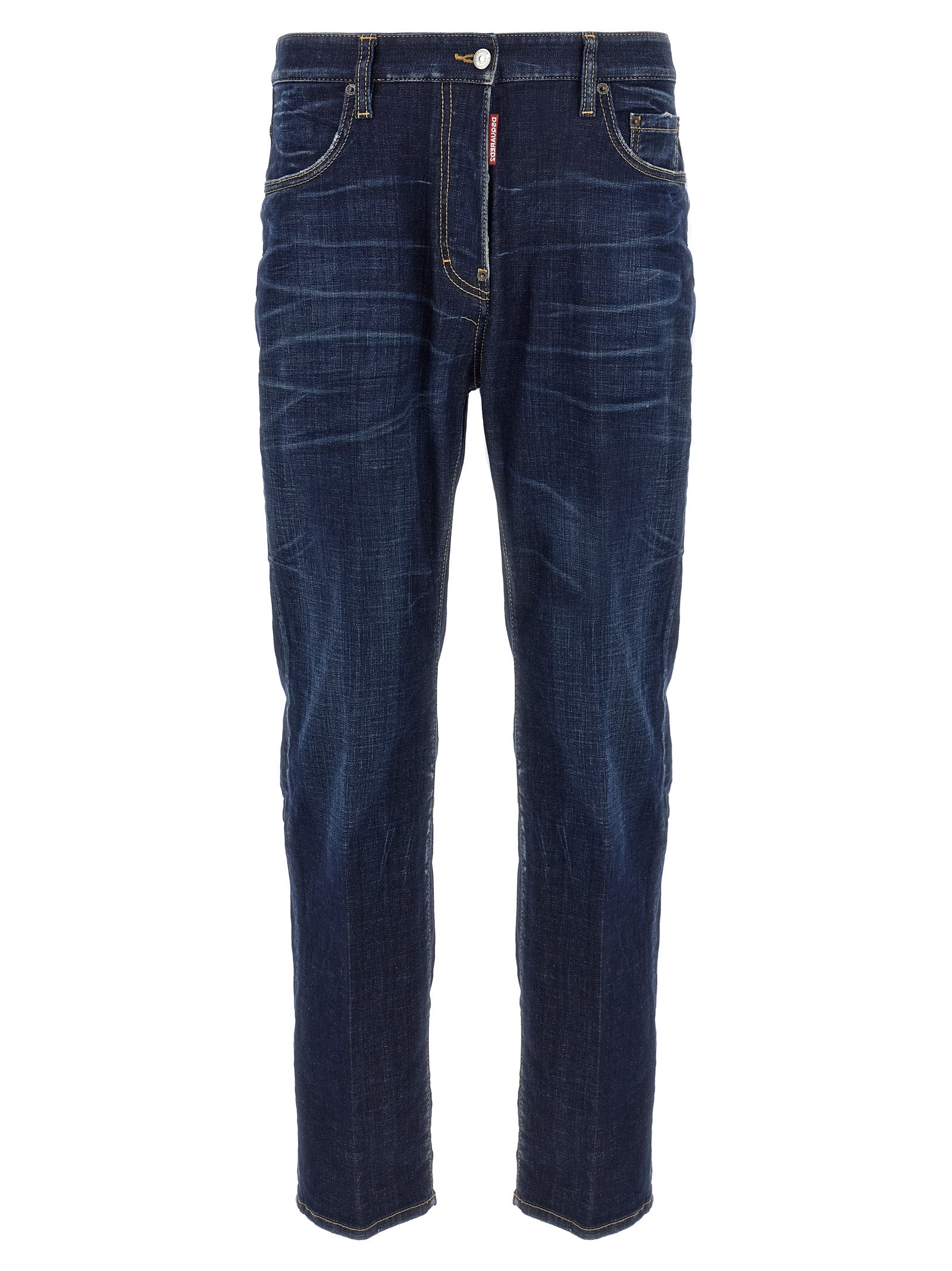 Jeans by Dsquared² for men in stretch denim cotton blue features an sophisticated and straight-leg with a precise long, creating a sophisticated and sophisticated silhouette.