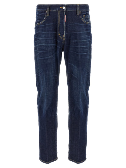 Jeans by Dsquared² for men in stretch denim cotton blue features an sophisticated and straight-leg with a precise long, creating a sophisticated and sophisticated silhouette.