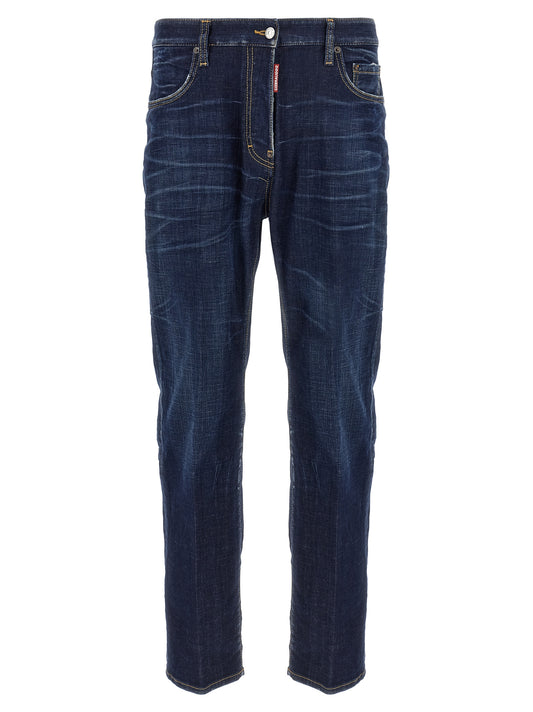Jeans by Dsquared² for men in stretch denim cotton blue features an sophisticated and straight-leg with a precise long, creating a sophisticated and sophisticated silhouette.