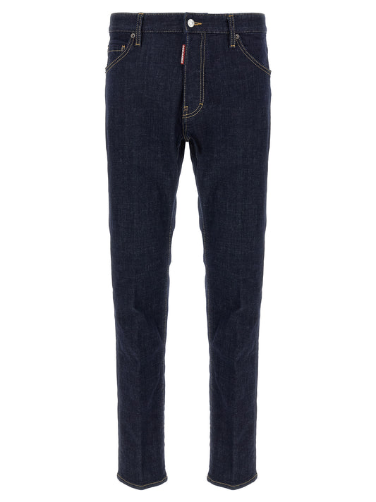 Jeans by Dsquared² for men in stretch denim cotton blue features an sophisticated and slim with a precise long, creating a sophisticated and sophisticated silhouette.