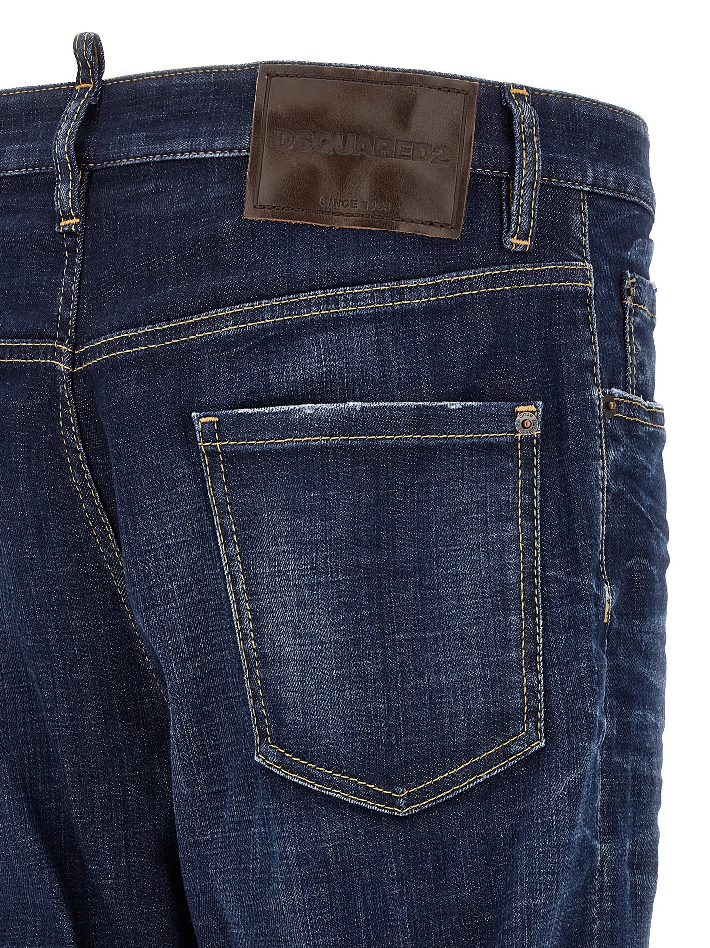 Jeans by Dsquared² for men in stretch denim cotton blue features an sartorial straight-leg and long with a cut for a sartorial finish.