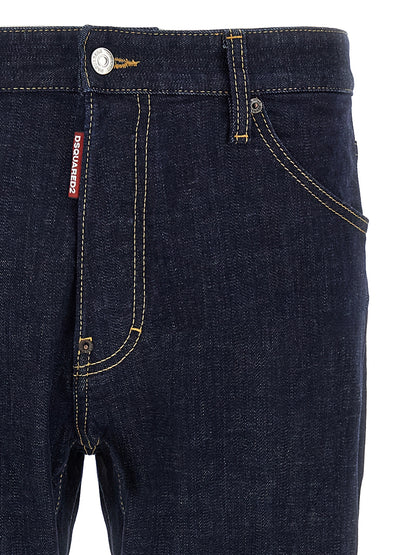 Jeans by Dsquared² for men in stretch denim cotton blue presents a refined pantology silhouette, artfully defined by a refined pantology slim, long, and a sophisticated .