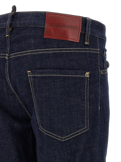 Jeans by Dsquared² for men in stretch denim cotton blue features an refined tailoring silhouette, showcasing a premium slim with a and long cut for a refined tailoring look.