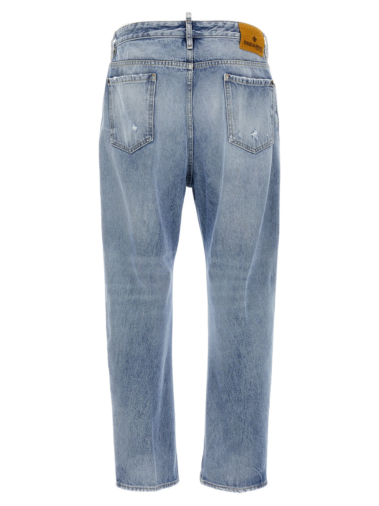 Jeans by Dsquared² for men in denim cotton light-blue & signature features an sartorial relaxed-fit and long with a cut for a sartorial finish.