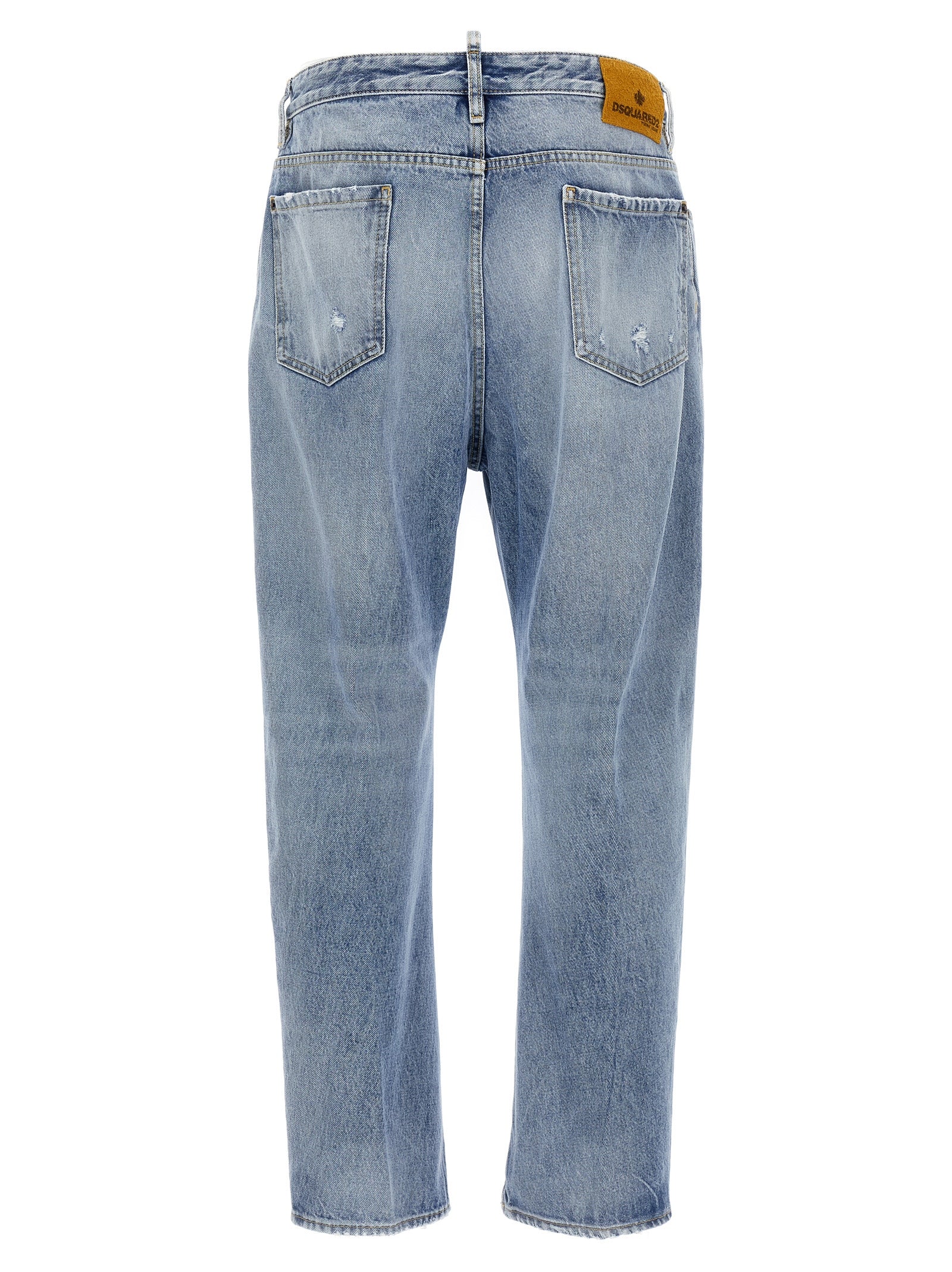 Jeans by Dsquared² for men in denim cotton light-blue & signature features an sartorial relaxed-fit and long with a cut for a sartorial finish.