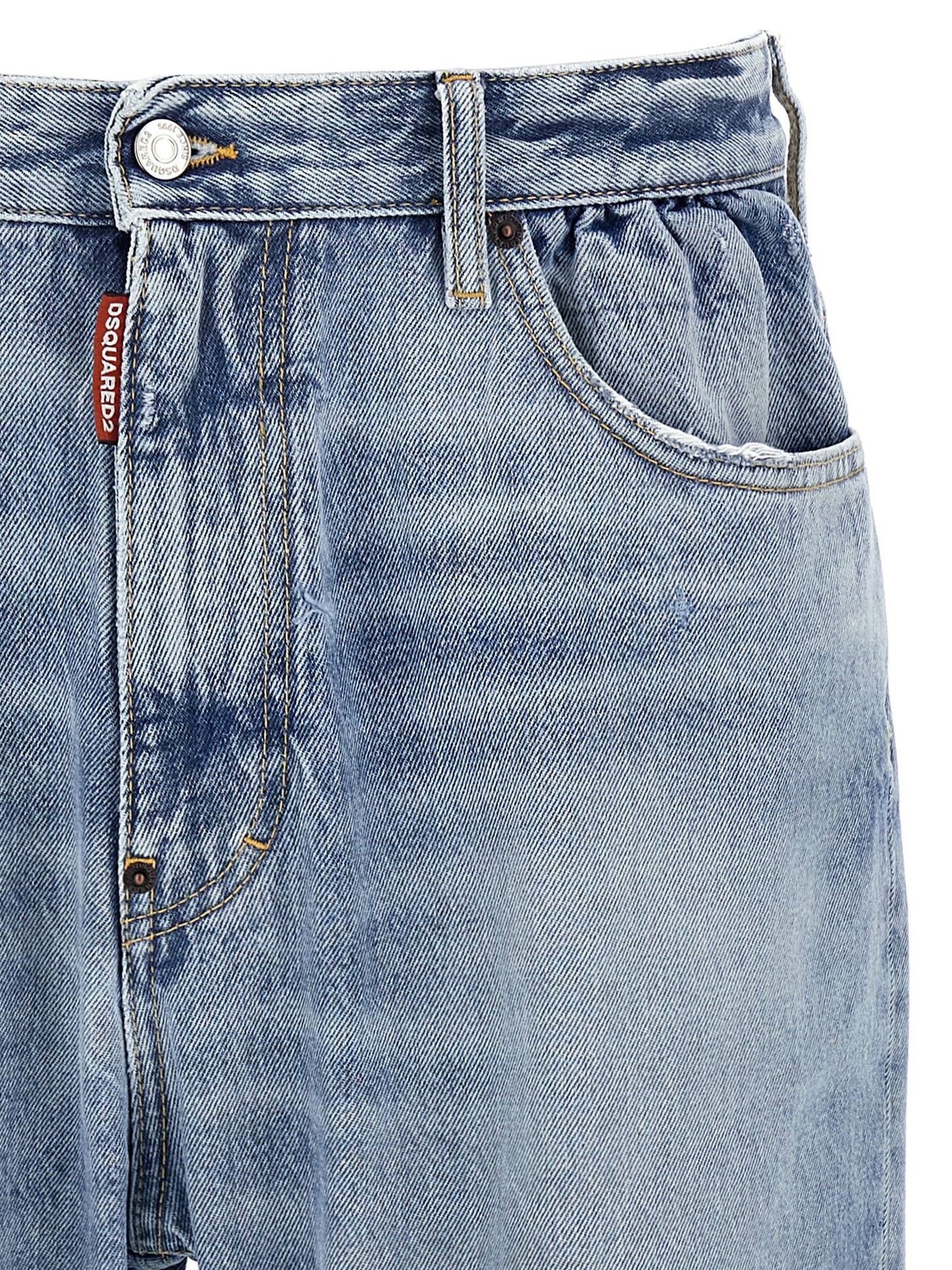 Jeans by Dsquared² for men in denim cotton light-blue & signature presents a refined pantology silhouette, artfully defined by a refined pantology relaxed-fit, long, and a sophisticated .