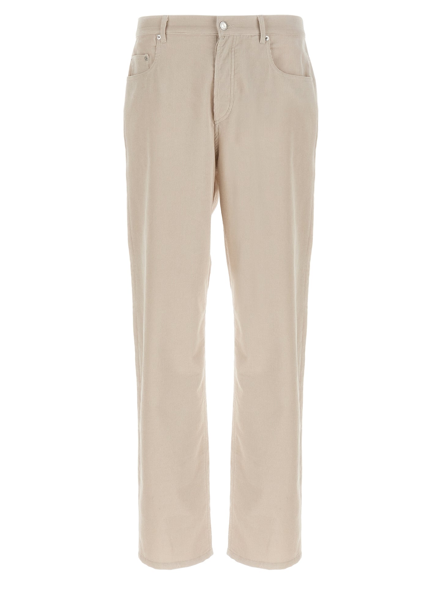Casual Pants by A.P.C. for men in cotton corduroy white features an refined tailoring silhouette, showcasing a premium straight-leg with a and long cut for a refined tailoring look.